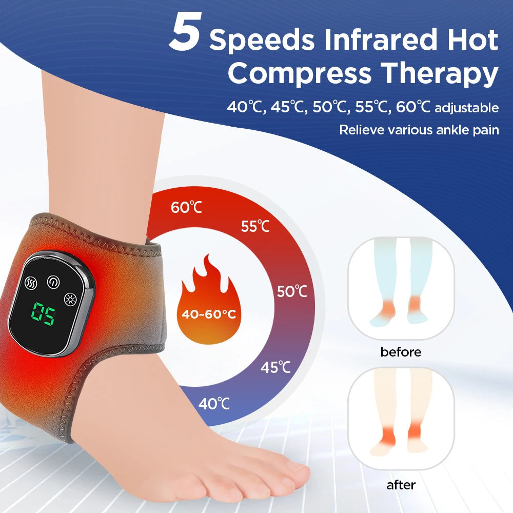 Cordless Electric Foot Ankle Massager with Heat Vibration for Sports Recovery Warm Support Brace Belt - petguardiansupplies