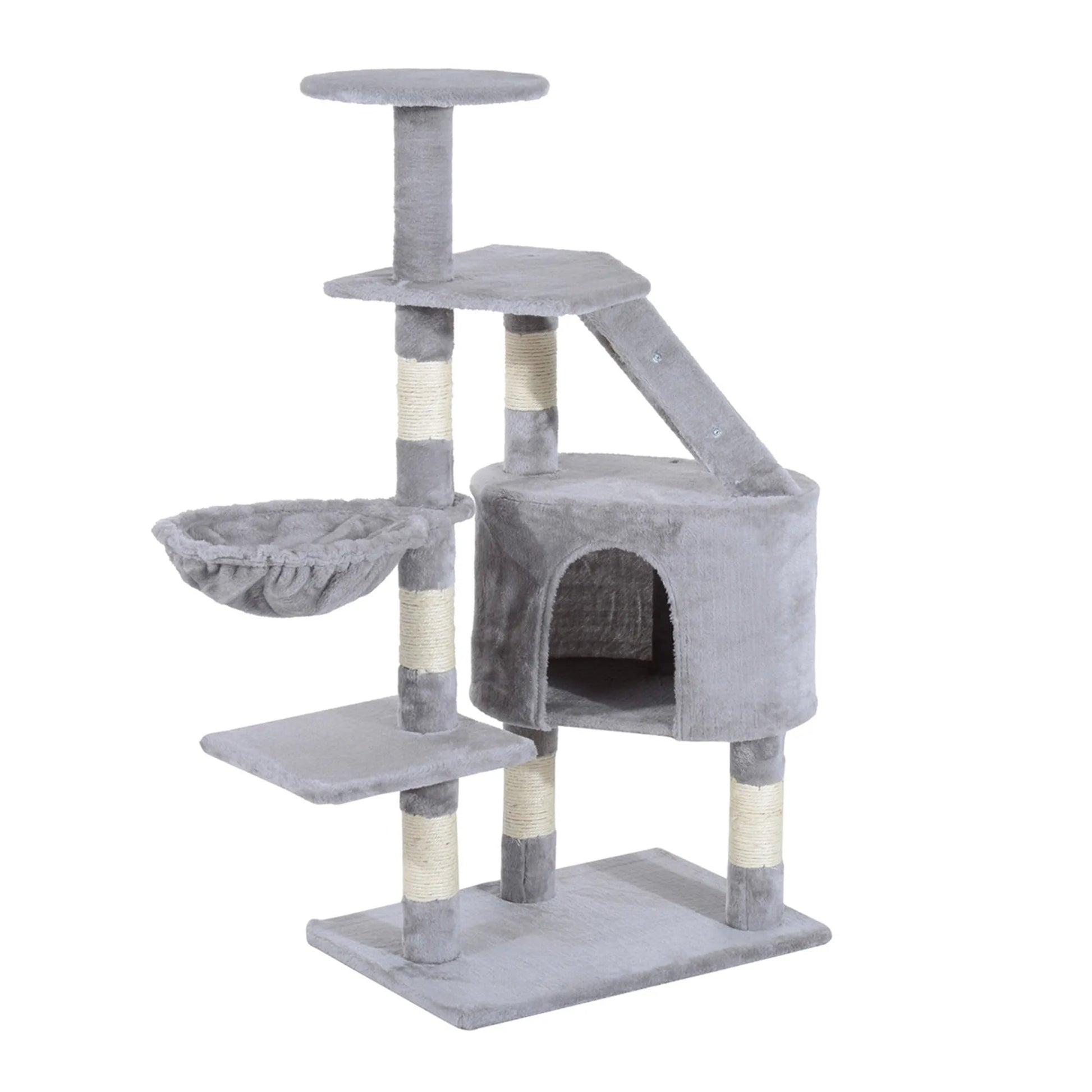 Cat Tree for Indoor Cats, Kitten Scratching Post, Scratching Pole, Climbing Activity Center, Playhouse, Pet Furniture, 125cm (Gr - petguardiansupplies