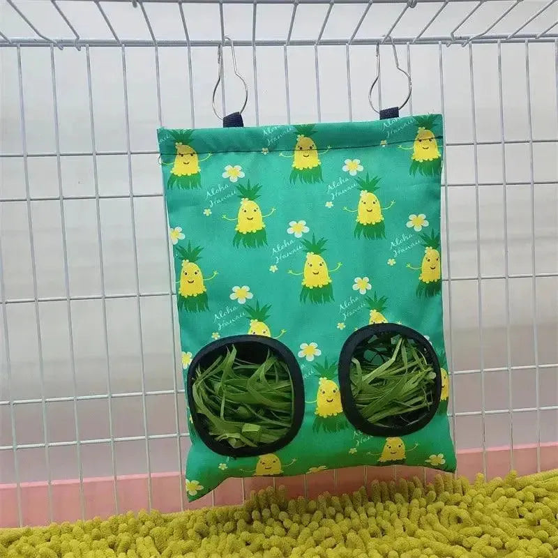 2/3 Holes Hanging Hay Bag for Bunny Guinea Pigs Small Animal Feeder Rabbit Food Dispensers Bag Cage Accessories Pet Feeding Bag - petguardiansupplies