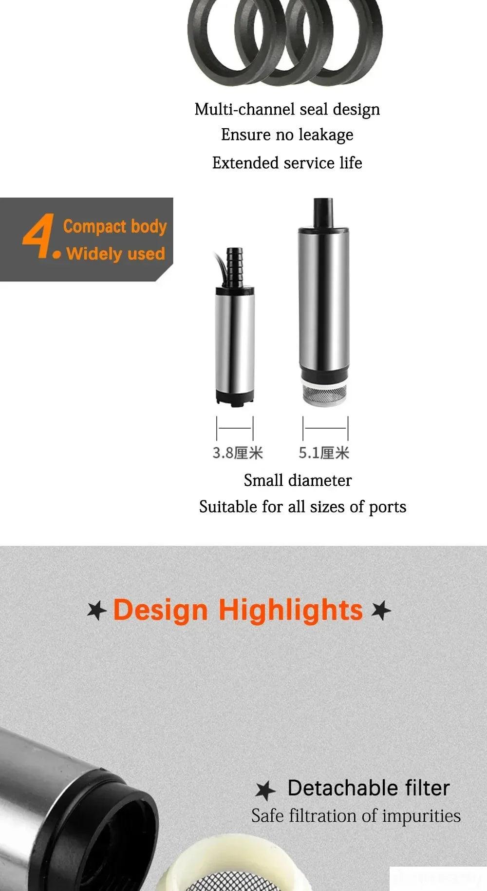 12L/min 30L/min 12V 24V 220V Electric Submersible Oil Pump For Car Diesel Kerosene Fuel Transfer Water Suction Pump 12 24 V Volt - petguardiansupplies