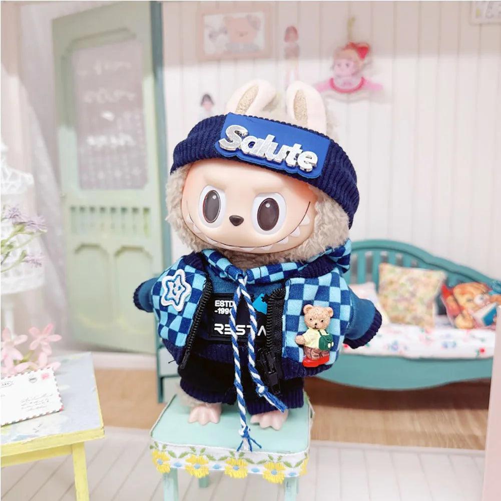 17cm Cute Mini Clothes Plush Hoodie Dolls Jumpsuit Clothing Fans Overalls No Doll Accessories for Korea Kpop Exo Labubu Idol - petguardiansupplies