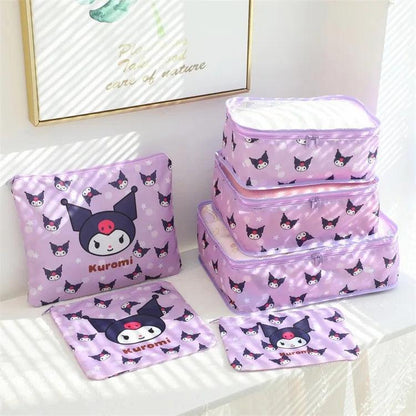 Kawaii Sanrio Hello Kitty Kuromi Portable Luggage Storage Bag Sorting Clothes Travel Bag 6 Pcs Set Combination Miscellaneous Bag - petguardiansupplies