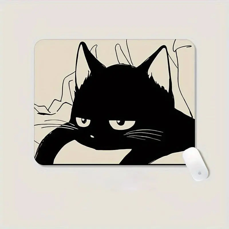 Black Cat Mousepad Small Office Computer Desk Mat Table Keyboard Big Mouse Pad Laptop Cushion Non-slip Deskpad Home Decor - petguardiansupplies