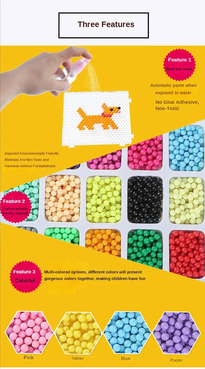 1000 Pcs/box DIY Water Spray Magic Beads Handmade Toy Set Children's Color Crystal Beads Puzzle Craft Kit Gift Variety Bean Toys - petguardiansupplies