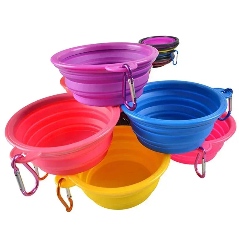 1000/350ml Solid Color Foldable Dog Bowl Food Container Collapsible Dog Bowl Water Dish Feeder Portable Water Bowl for Pet Cats - petguardiansupplies