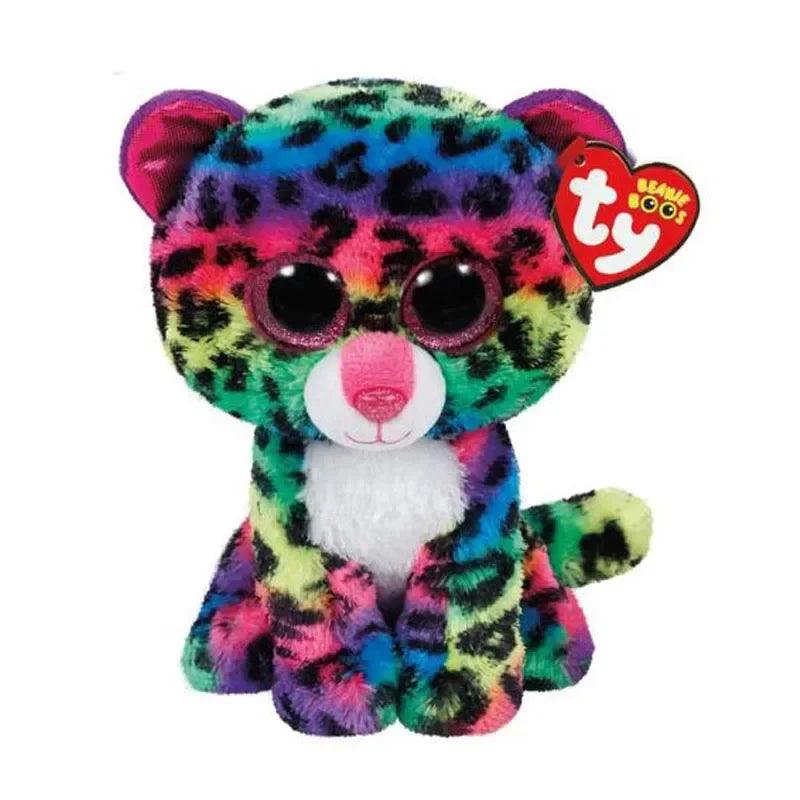 15CM Ty Beanie Dotty Multicolor Leopard Glitter Big Eyes Leopard Toy Cute Plush Stuffed Animals Doll Children's Birthday Gifts - petguardiansupplies