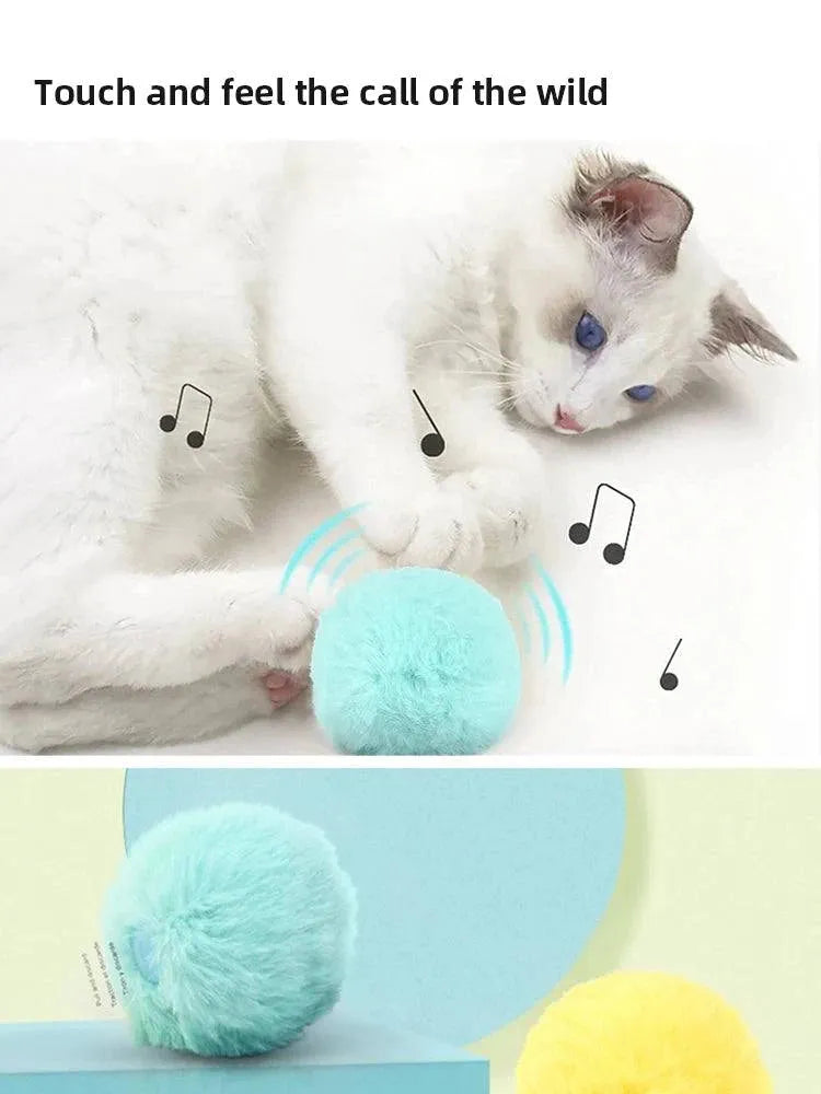 Interactive Ball Smart Cat Toys Plush Electric Catnip Training Toy Kitten Touch Sounding Pet Product Squeak Toy Ball - petguardiansupplies