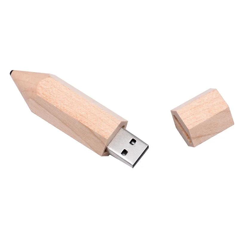 Wooden Pencil USB Flash Drives Free Custom Logo Pen Drive Maple Wood Real Capacity Memory Stick 64GB/32GB/16GB/8G/4G Gift U Disk - petguardiansupplies