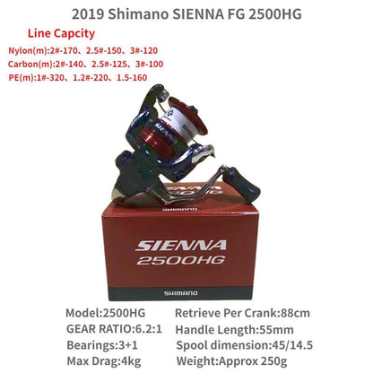 2019 SHIMANO SIENNA FG 500 1000 2000 2500 2500HG C3000 4000 Spining Fishing Reel - petguardiansupplies