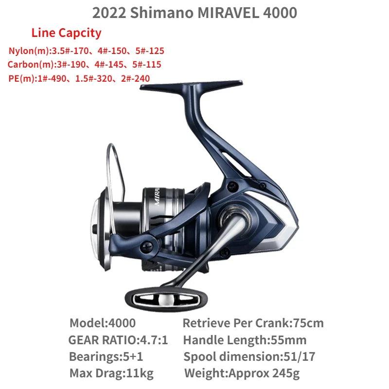 2022 Shimano MIRAVEL 1000 C2000S C2000SHG 2500 2500HG 2500S 2500SHG C3000 C3000HG 4000 4000XG C5000XG Spinning Fishing Reels - petguardiansupplies