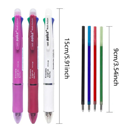 Creative 5 In 1 Erasable Gel Pen 0.7mm Blue Black Red Green Magic Refills 0.5mm Mechanical Pencil Writing Painting Stationery - petguardiansupplies