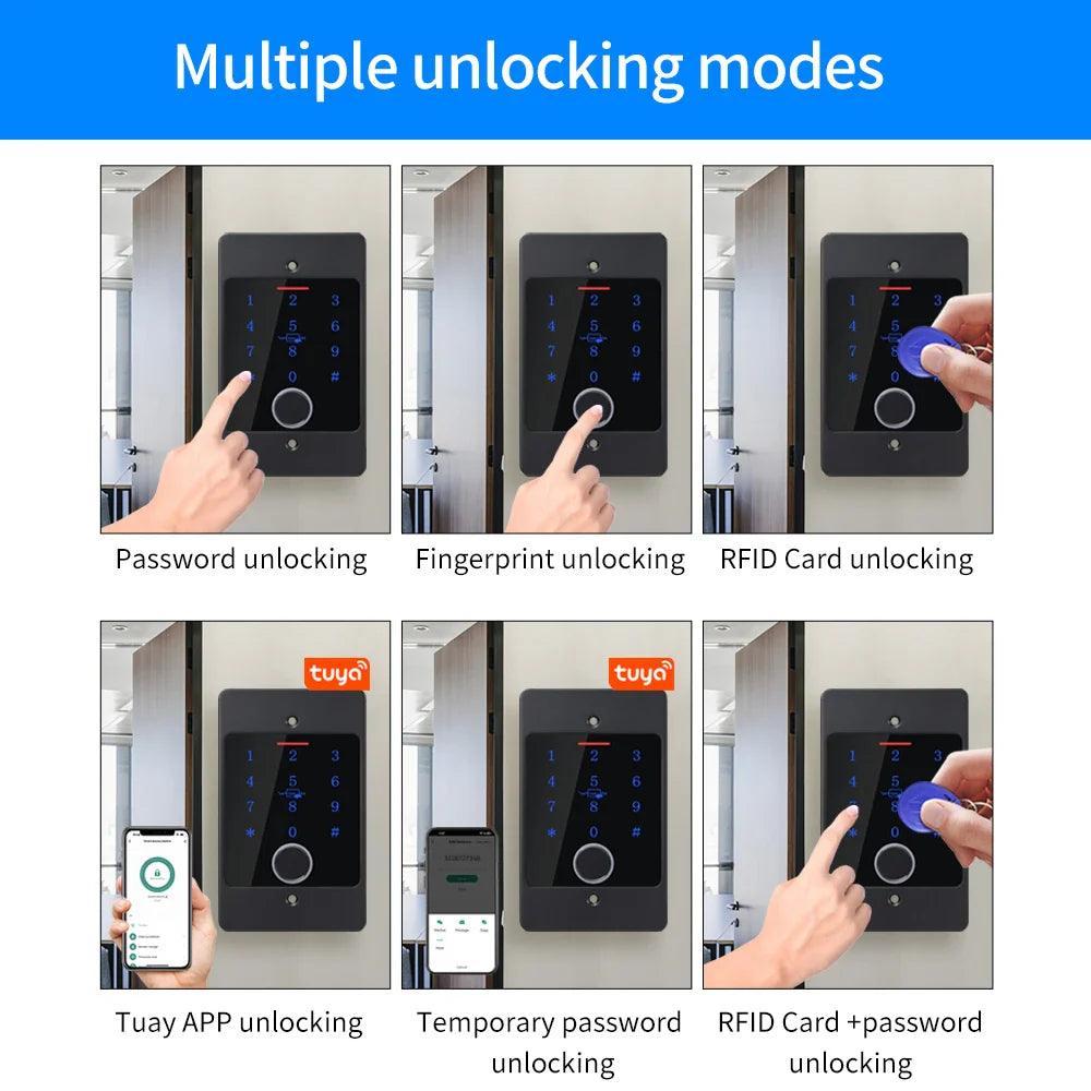 Tuya Wifi Standalone Fingerprint Access Control Keypad Metal Waterproof Backlight Embedded installation Door Relay Opener Reader - petguardiansupplies