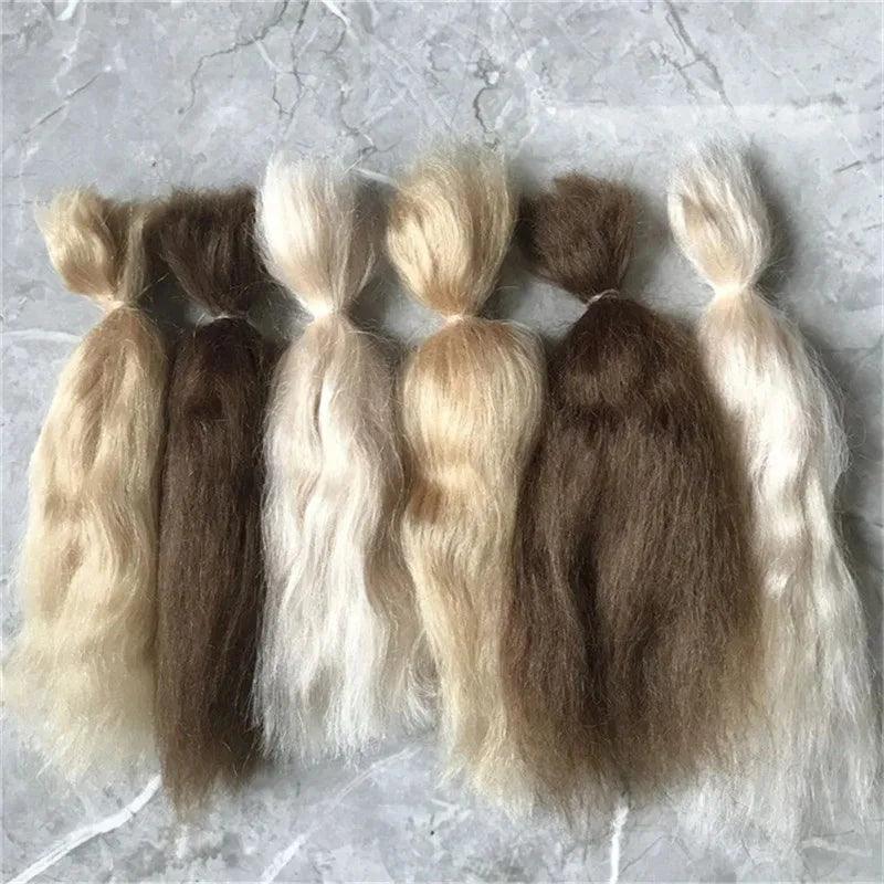 100% Pure Mohair Reborn Baby Doll Hair With Dark Brown/Gold Color Fit For DIY Reborn Baby Doll Wig Easy To Wash And Root - petguardiansupplies