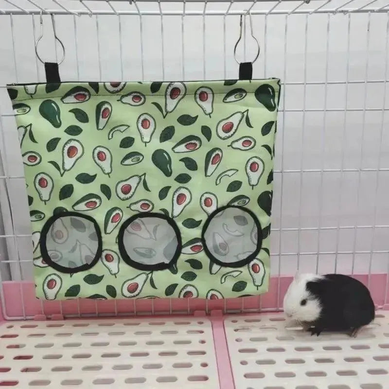 Hanging Feeding Bag Pet Hay Bag for Guinea Pigs Small Animal Feeder Rabbit 3 Holes Food Dispensers Bag Rack Cage Accessories - petguardiansupplies