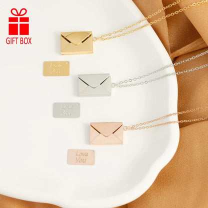 Love Card Envelope Pendant Women's Fashion Valentine's Day Stainless Steel Jewelry Gift Exquisite Gift Box Necklace - petguardiansupplies