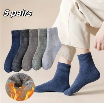 5Pairs Breathable Cotton Sports Stockings Men Bamboo Fiber Autumn and Winter Men Socks Sweat Absorption Deodorant Business Sox - petguardiansupplies