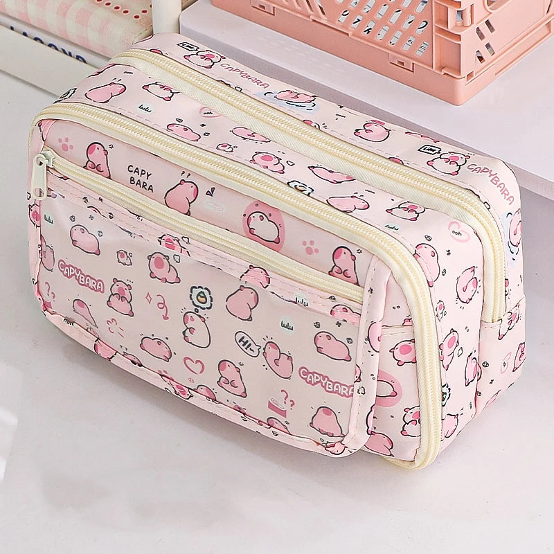 Cute Capybara Pencil Bag for Girl School Stationery Study Supplies - petguardiansupplies