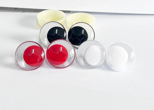 20pcs NEW 12mm 14 16 18 20 25 30mm 35mm 3D Comical round Clear white black red pupiltoy eyes strange eyes with hard washer - petguardiansupplies