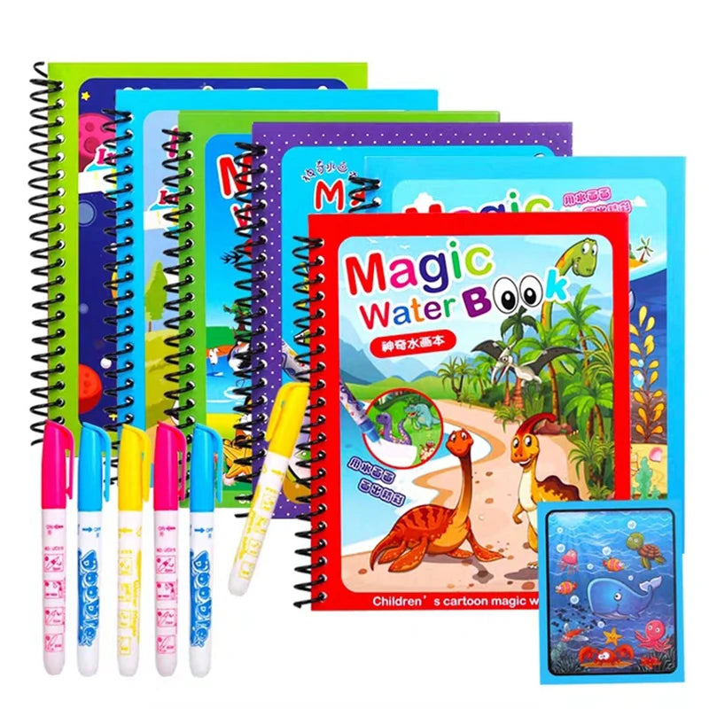 Children Early Education Toys Magical Book with Pen Water Drawing Montessori Toys Gift Reusable Coloring Book Magic Drawing Book - petguardiansupplies