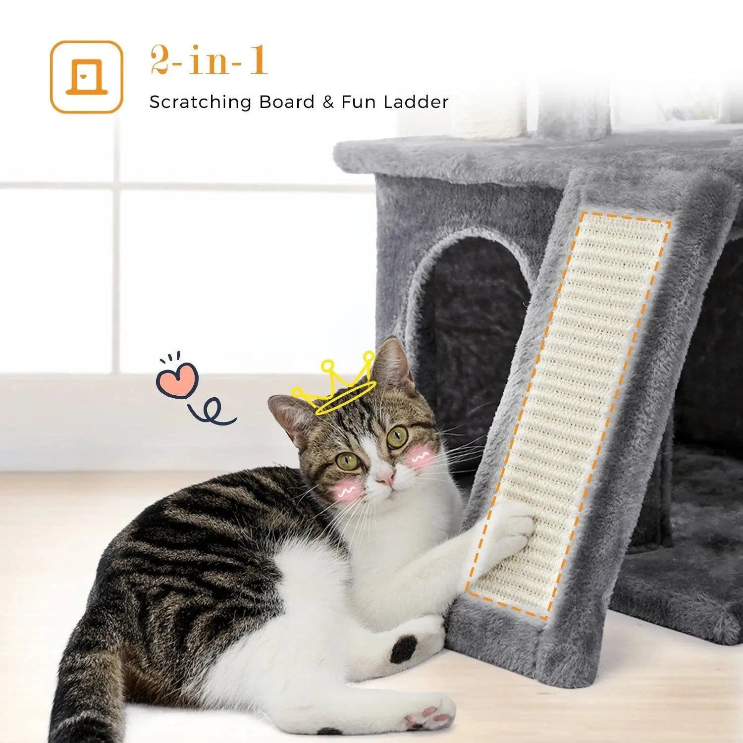 Speedy Pet Multifunctional Chair Creative Cube House with Scratching Removable Pad Cushions Pet Activity Cat Tree with Ball - petguardiansupplies