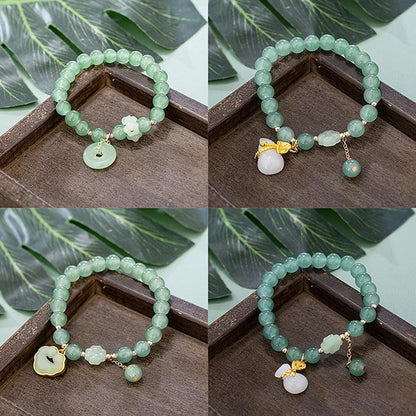 Fashion Exquisite Imitation Jade Beaded Bracelet For Women Chinese Style Peanut Pendant Bangle Lucky Wrist Chain Jewelry Gifts - petguardiansupplies