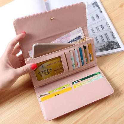 New Large Capacity Women's Wallet Fashionable Long Leather Clutch Bag Mobile Phone Bag Student Coin Purse Handheld Card Holder - petguardiansupplies