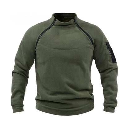 Mens Streetwear Military Sweatshirt Fleece Winter Zipper Pullover Fashion Men's Solid Color Loose Lamb Thick Jacket Men Clothing - petguardiansupplies