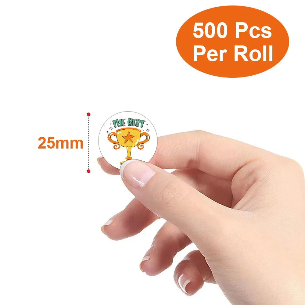 500pcs Cute Reward Stickers Roll with Word Motivational Stickers for School Teacher Kids Student Stationery Stickers Kids 1inch - petguardiansupplies