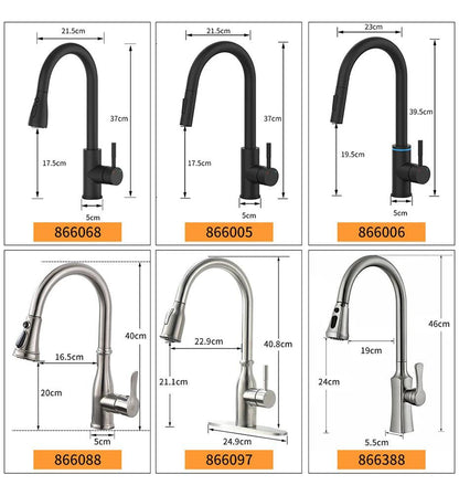 Kitchen Faucets Black Single Handle Pull Out Kitchen Tap Single Hole Handle Swivel 360 Degree Water Mixer Tap Mixer Tap 408906 - petguardiansupplies