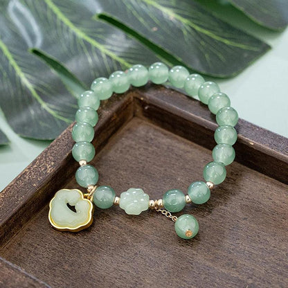 Fashion Exquisite Imitation Jade Beaded Bracelet For Women Chinese Style Peanut Pendant Bangle Lucky Wrist Chain Jewelry Gifts - petguardiansupplies