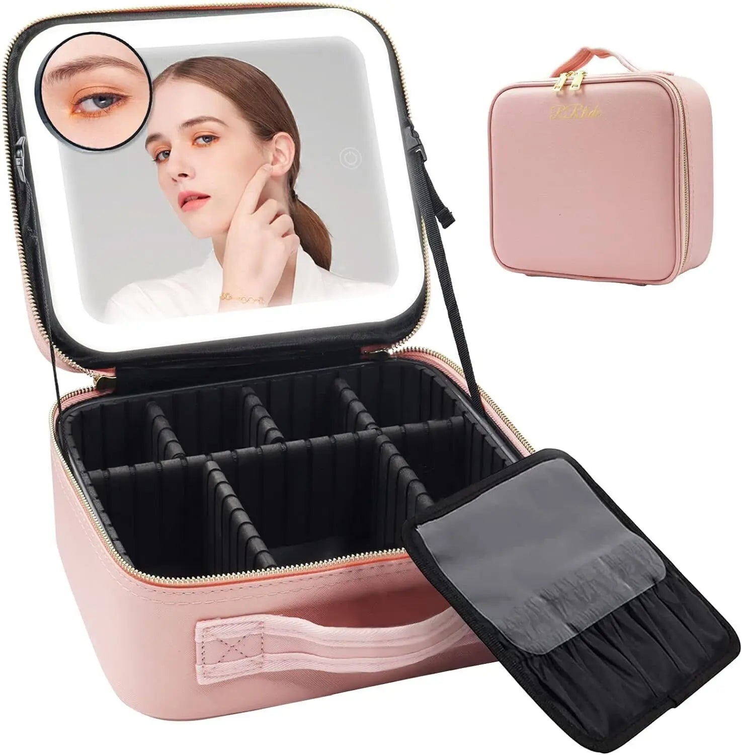 Makeup Bag With LED Mirror Vanity Case Beauty Box Make Up Travel Cosmetic Bag~UK - petguardiansupplies