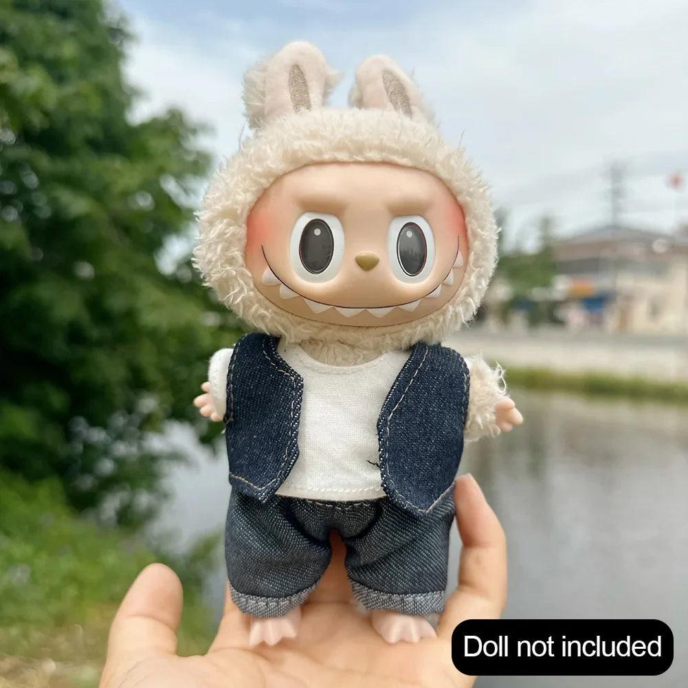 17cm Cute Mini Clothes Plush Hoodie Dolls Jumpsuit Clothing Fans Overalls No Doll Accessories for Korea Kpop Exo Labubu Idol - petguardiansupplies