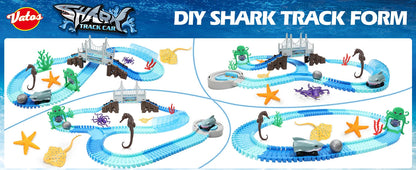 VATOS Track Toys Shark Race Car Toy for Boys Girls Age 3+ Bendable Flexible Racetrack Cars Ocean Train Toy STEM Educate Kid Set - petguardiansupplies