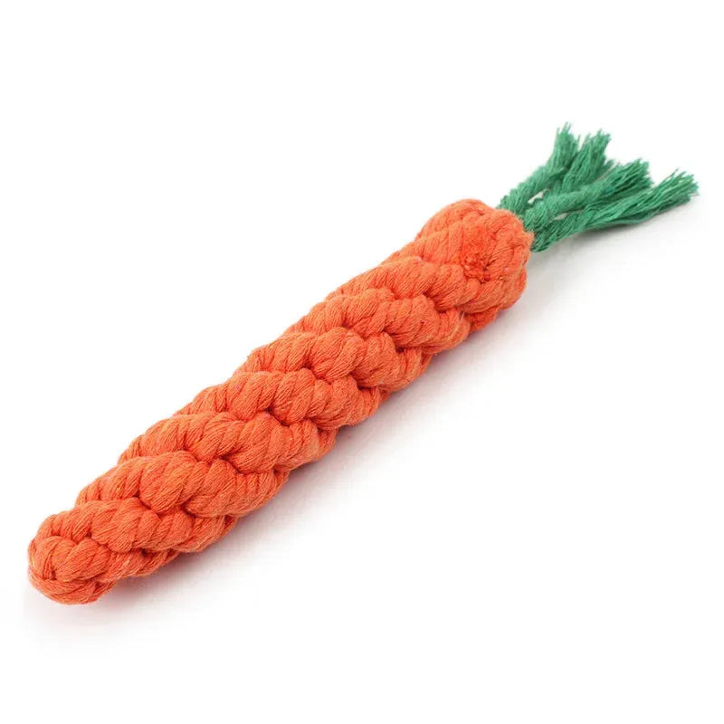 1PC Dog Toy Carrot Knot Rope Ball Cotton Rope Dumbbell Puppy Cleaning Teeth Chew Toy Durable Braided Bite Resistant Pet Supplies - petguardiansupplies