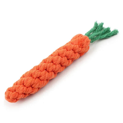 1PC Dog Toy Carrot Knot Rope Ball Cotton Rope Dumbbell Puppy Cleaning Teeth Chew Toy Durable Braided Bite Resistant Pet Supplies - petguardiansupplies