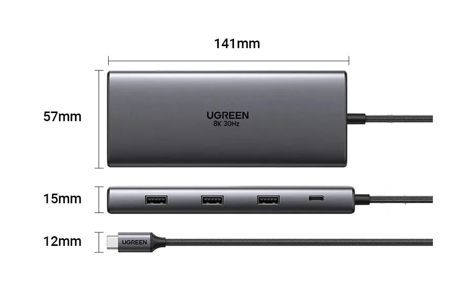 UGREEN Dual HDMI USB-C HUB 8K 4K HDMI Adapter 10 in 1 Splitter with RJ45 USB3.0 PD 100W Dock for MacBook Pro Air Laptop USB HUB - petguardiansupplies