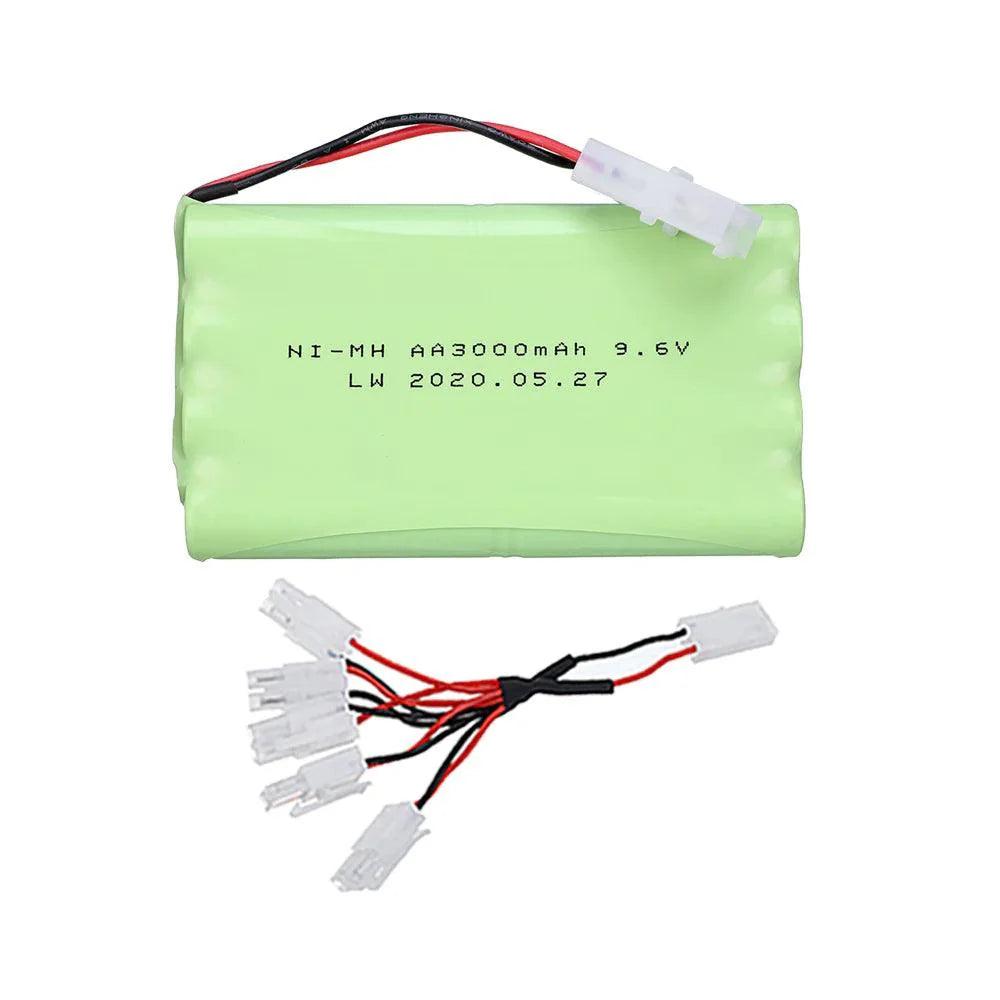 9.6V 3000mah NiMH Battery +9.6V Charger For Rc toys Car Trucks Tanks Trains Boats upgrade Ni-MH 8*AA 9.6v Rechargeable Battery - petguardiansupplies