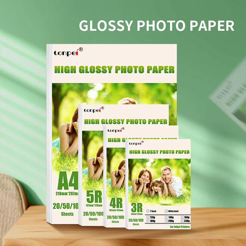 Multi Specification High Gloss Photo Paper 3R 4R 5R A4 Photo Printing Paper Inkjet Printer 180G Glossy Single-Sided Photo Paper - petguardiansupplies