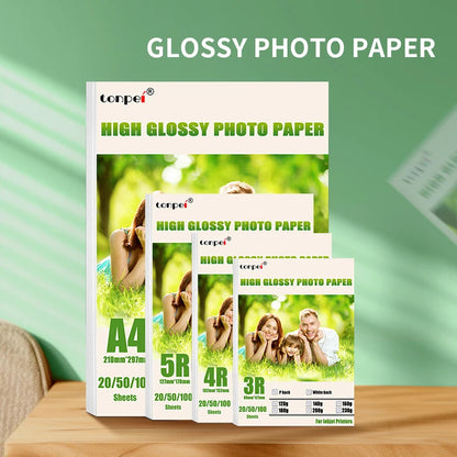 Multi Specification High Gloss Photo Paper 3R 4R 5R A4 Photo Printing Paper Inkjet Printer 180G Glossy Single-Sided Photo Paper - petguardiansupplies