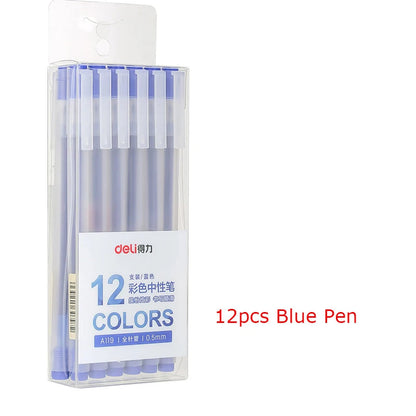 Deli 12Pcs/Set Gel Pen School Pens Set Pen 0.5MM Color Ink Stationery Student SuppliesWater-based Pen Writing Painting Tools - petguardiansupplies