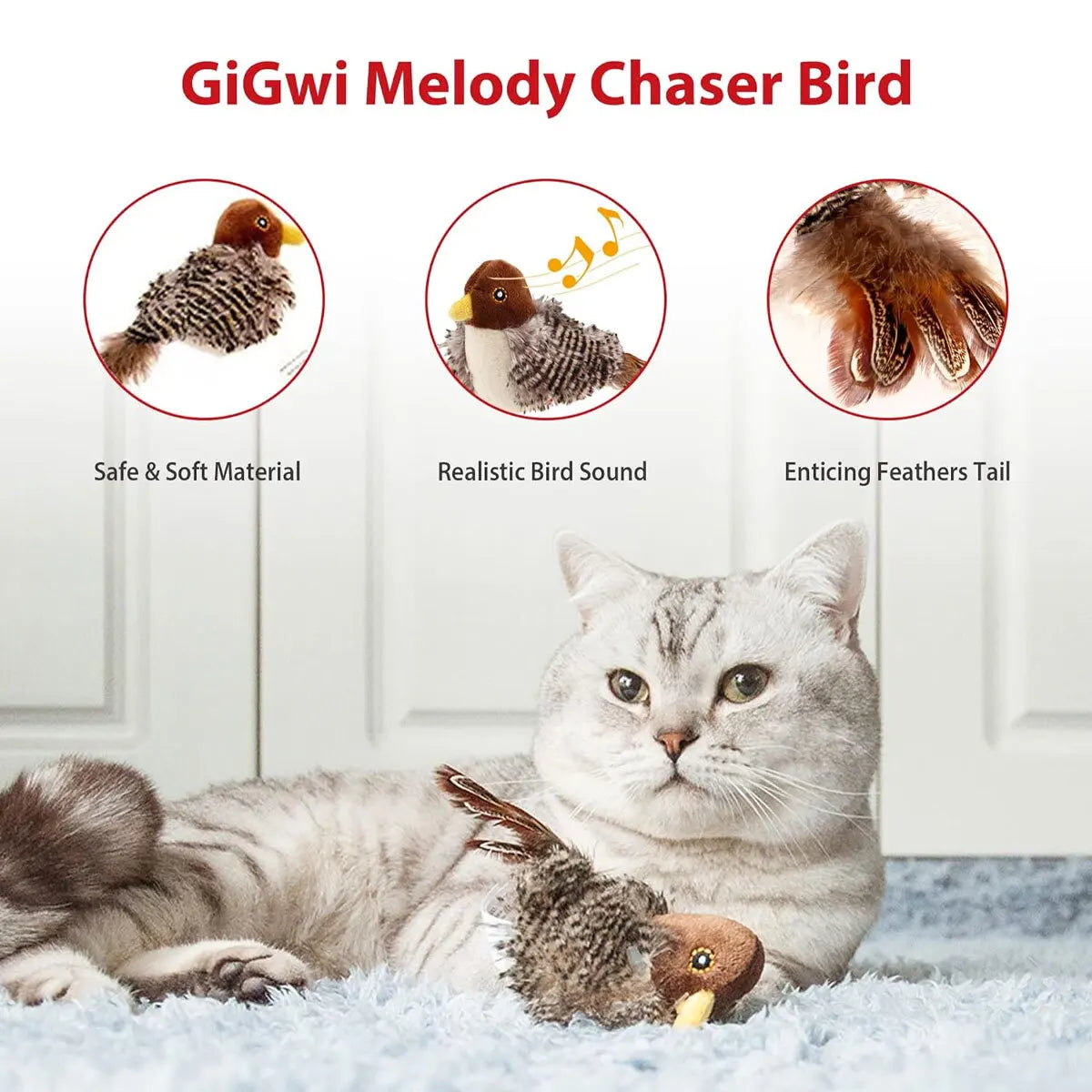 Chirping Toy, Interactive Cat Bird Toys Funny Squeak Kitten Toy - petguardiansupplies