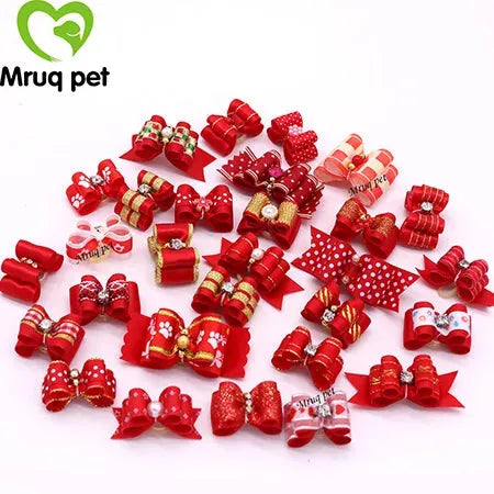 20pcs Pet Dog Cute Hair Bows with Rhinestone&Flowers Ribbon Bows Dog Hair Accessory Dog Groomining Pet Supplies - petguardiansupplies