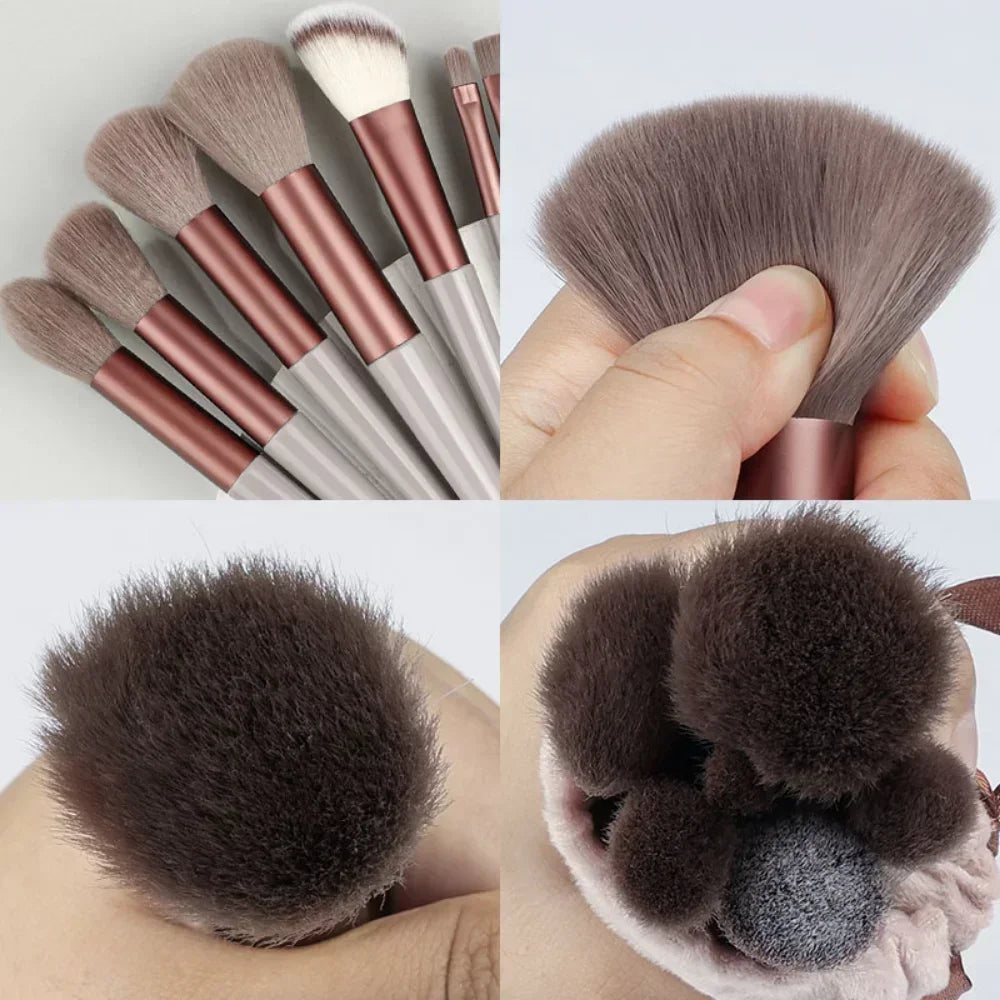 Cosmetic Makeup Brushes Set 13 PCS for Women Soft Beauty Tools for Eye Shadow Foundation Blush with Bag - petguardiansupplies