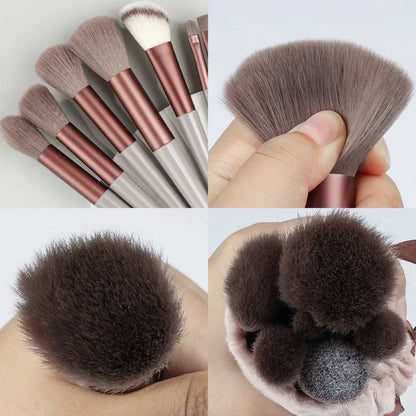 Cosmetic Makeup Brushes Set 13 PCS for Women Soft Beauty Tools for Eye Shadow Foundation Blush with Bag - petguardiansupplies