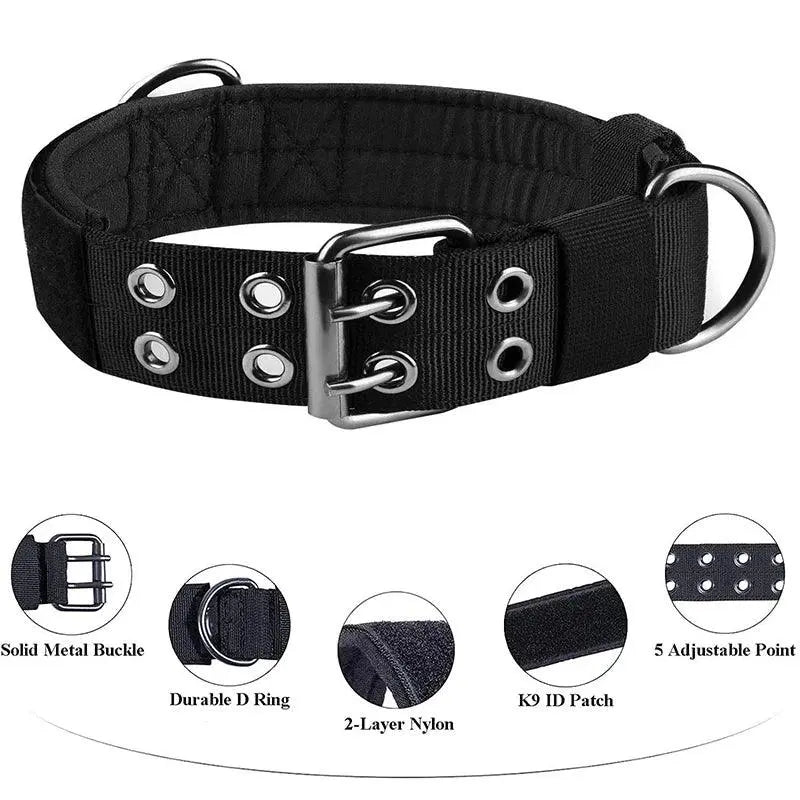 Adjustable and Durable Nylon Tactical Pet Dog Collar ,Suitable for Medium and Large Dogs - petguardiansupplies