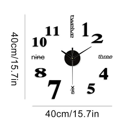 Large Wall Clock Quartz 3D DIY Big Watch Decorative Kitchen Clocks Acrylic Mirror Sticker Oversize Wall Clocks Home Letter Decor - petguardiansupplies