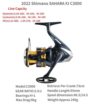 2022 Shimano SAHARA FJ 500 1000 C2000S C2000SHG 2500 2500SHG C3000 C3000DH 4000 4000XG C5000XG Spinning Fishing Saltwater - petguardiansupplies