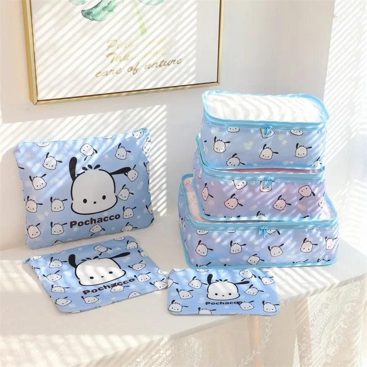 Kawaii Sanrio Hello Kitty Kuromi Portable Luggage Storage Bag Sorting Clothes Travel Bag 6 Pcs Set Combination Miscellaneous Bag - petguardiansupplies