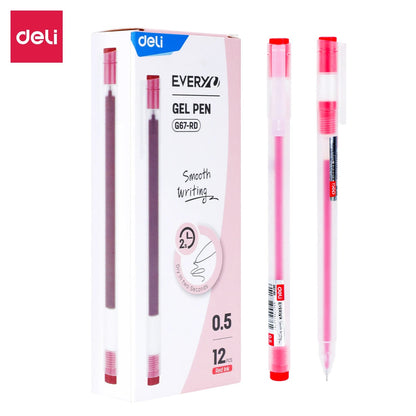 Deli 12Pcs/Set Gel Pen School Pens Set Pen 0.5MM Color Ink Stationery Student SuppliesWater-based Pen Writing Painting Tools - petguardiansupplies