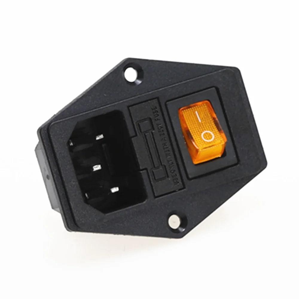 1Pcs AC-01A Power Rocker Switch IEC 3 Pin 320 C14 Inlet Power Sockets Switch Connector Plug 10A 250V - petguardiansupplies